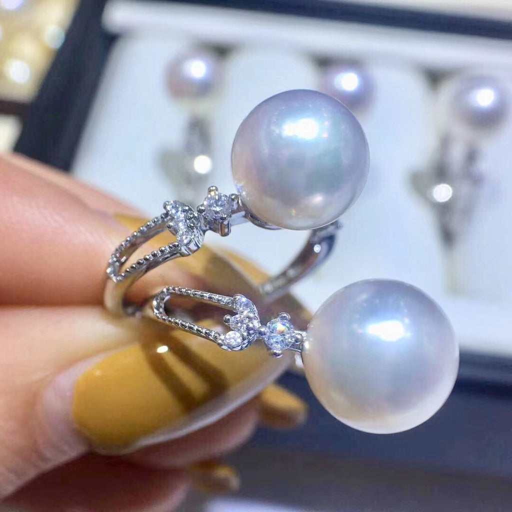 Direct Supply from Place of Origin Freshwater Pearl Ring Women's Simple S925 Silver Elegant Bracelet Ornament Wholesale Pearl Rings