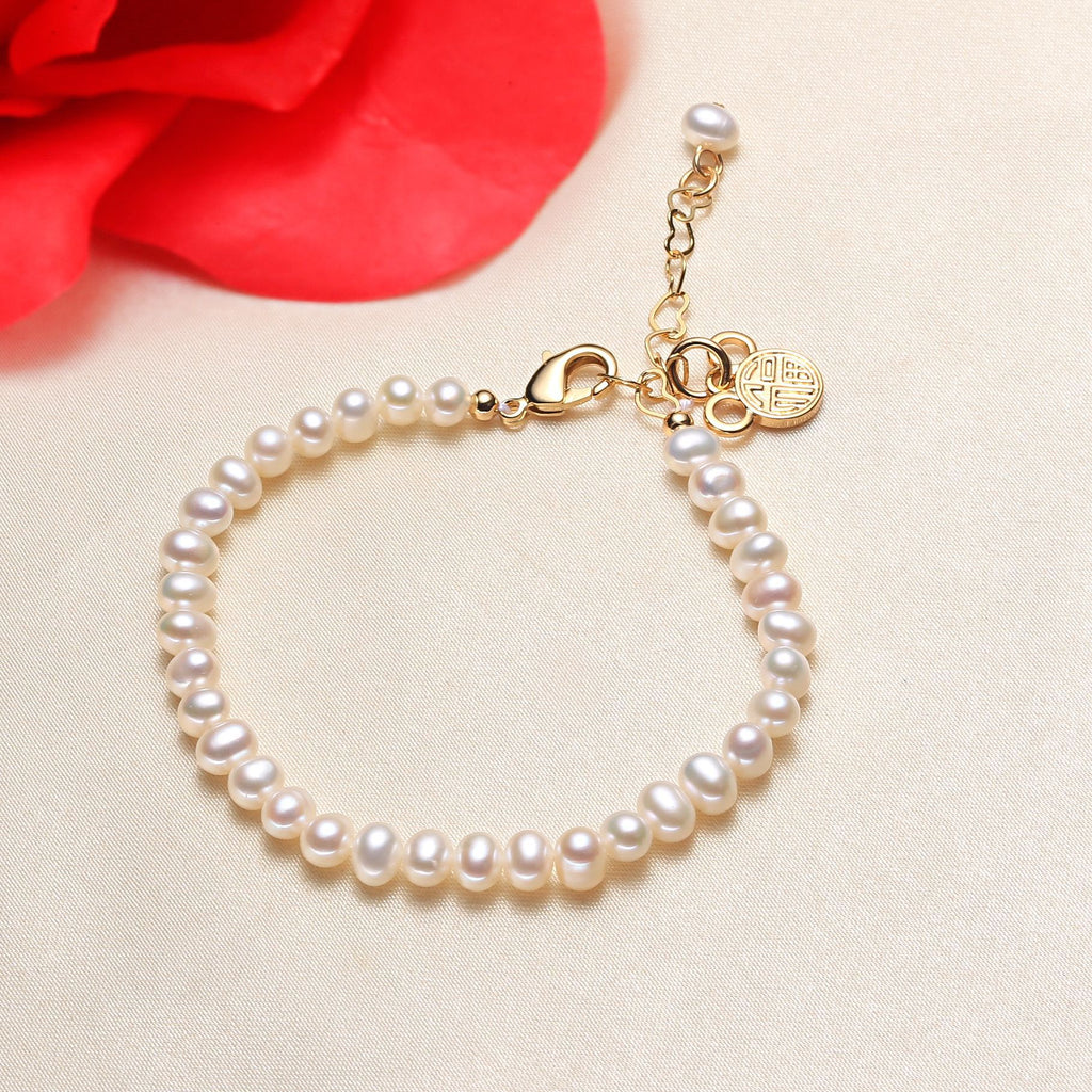 Real Pearl Rat Year New Golden Lucky Mickey Freshwater Pearl Bracelet Female Stall Gift pearl bracelet