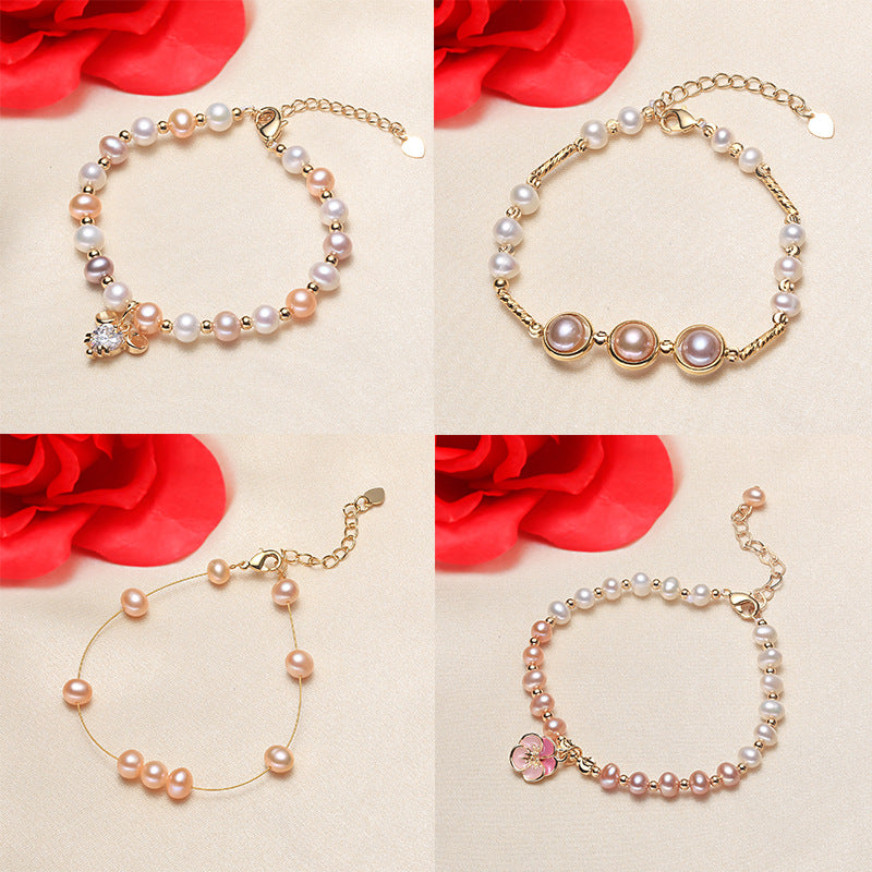 Pearl Direct Supply from Place of Origin Pearl Bracelet Women's Cross-Border Jewelry Shop Supply Wholesale pearl bracelet