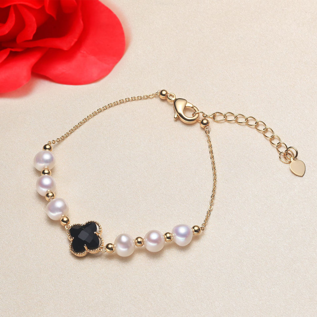 Four-Leaf Clover Pearl Bracelet Factory Direct Supply Freshwater Pearl Bracelet Female Creative New Jewelry Wholesale pearl bracelet