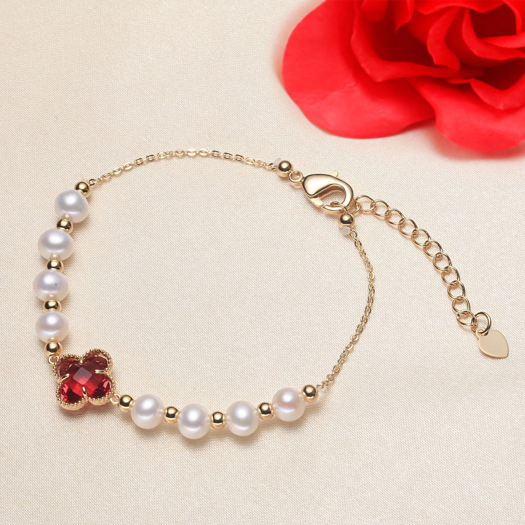 Four-Leaf Clover Pearl Bracelet Factory Direct Supply Freshwater Pearl Bracelet Female Creative New Jewelry Wholesale pearl bracelet