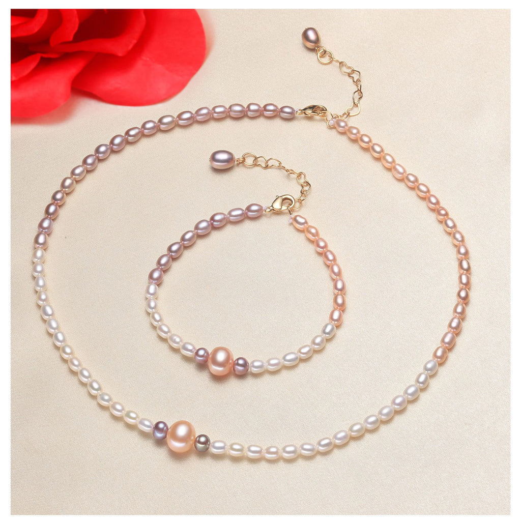 Direct Supply from Place of Origin Freshwater Pearl Bracelet and Necklace Set Female Temperament Pearl Jewelry Jewelry Shop Wholesale pearl bracelet