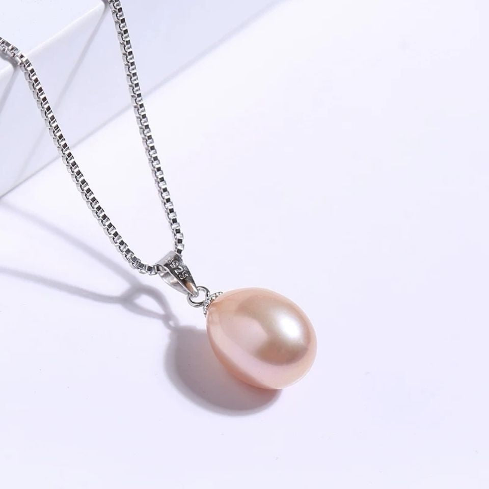 Japonica Rice-Shaped Bright Pearl Pendant S925 Sterling Silver Sunflower Seed Clasp Necklace Stall Supply Wholesale Pearl Necklace