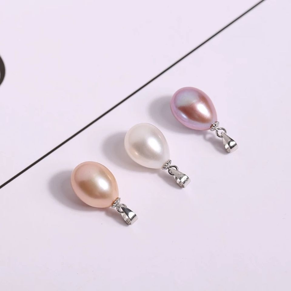 Japonica Rice-Shaped Bright Pearl Pendant S925 Sterling Silver Sunflower Seed Clasp Necklace Stall Supply Wholesale Pearl Necklace