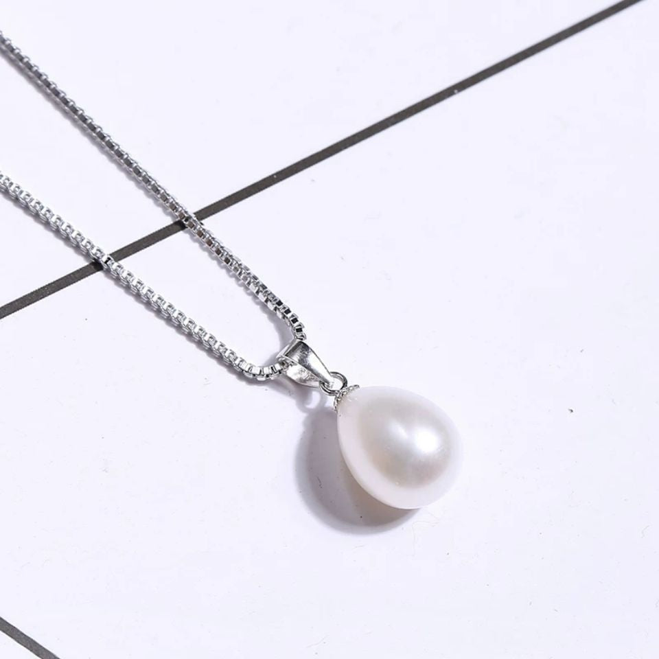 Japonica Rice-Shaped Bright Pearl Pendant S925 Sterling Silver Sunflower Seed Clasp Necklace Stall Supply Wholesale Pearl Necklace