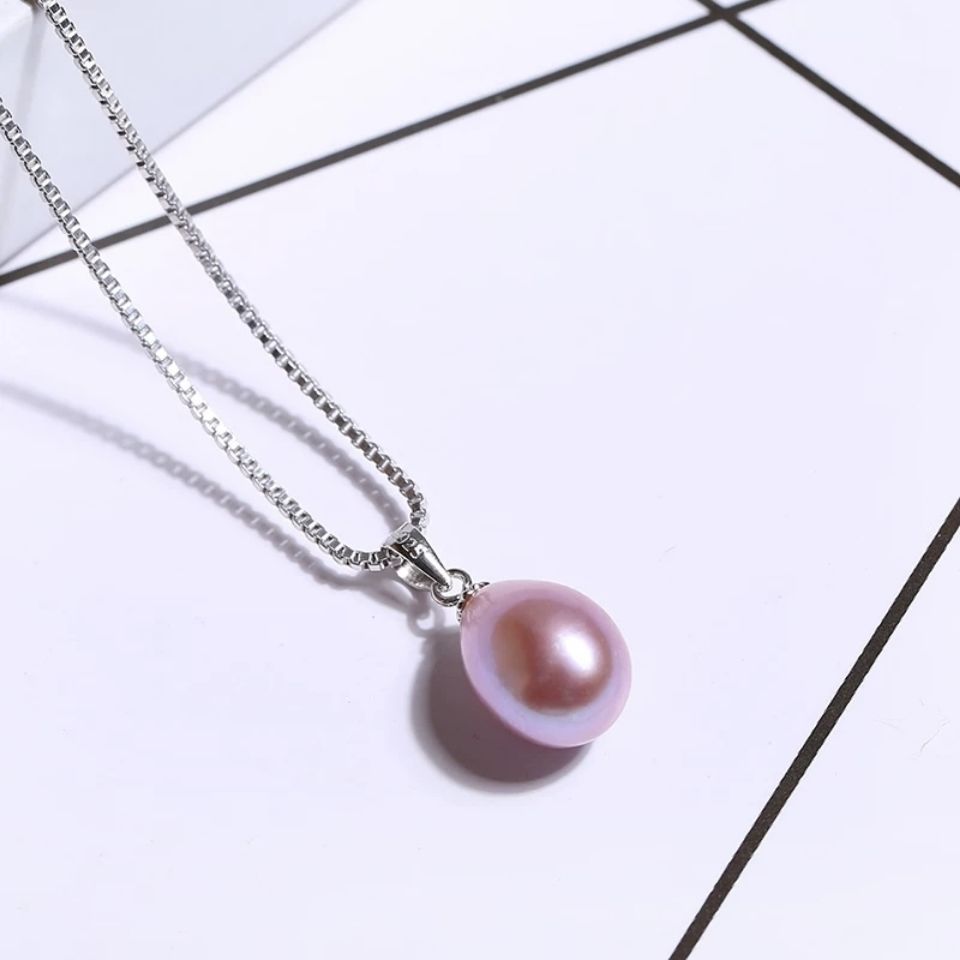 Japonica Rice-Shaped Bright Pearl Pendant S925 Sterling Silver Sunflower Seed Clasp Necklace Stall Supply Wholesale Pearl Necklace