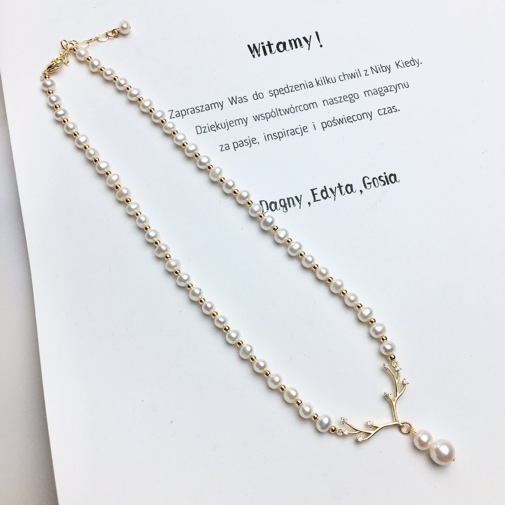 Antlers Pearl Necklace Freshwater Pearl Necklace All the Way to Have You Get Gift for Girlfriend Jewelry Wholesale Pearl Necklace