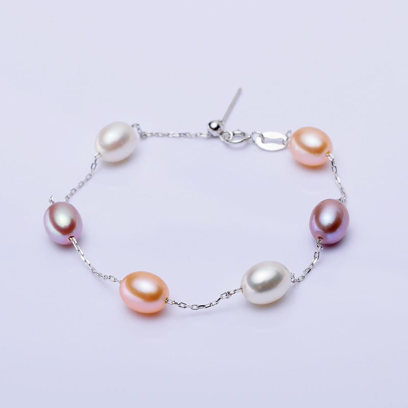 Freshwater Pearl Bracelet Girls Fashion S925 Sterling Silver Pearl Jewelry Girlfriends Jewelry Wholesale pearl bracelet