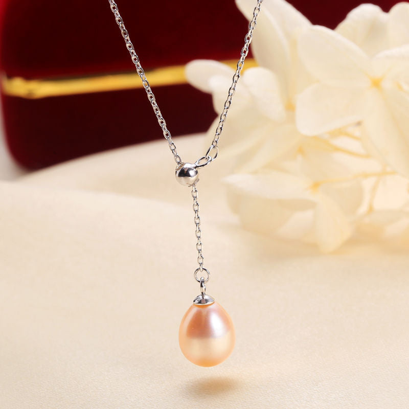 Factory Direct Supply Freshwater Pearl Y Chain Women's Casual Bead Pendant S925 Sterling Silver Jewelry Wholesale Pearl Necklace