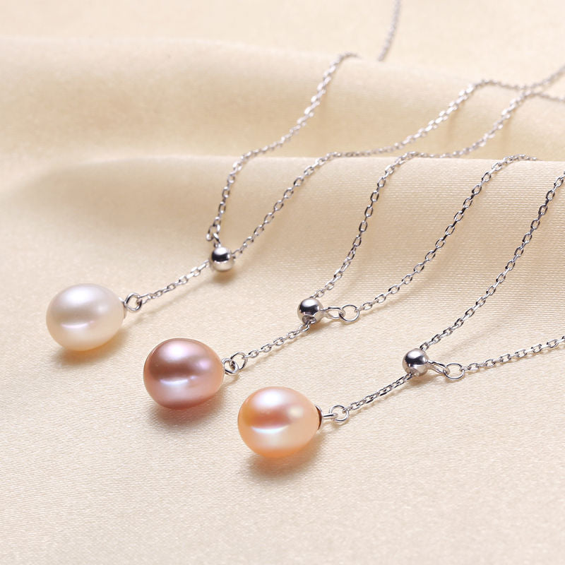 Factory Direct Supply Freshwater Pearl Y Chain Women's Casual Bead Pendant S925 Sterling Silver Jewelry Wholesale Pearl Necklace