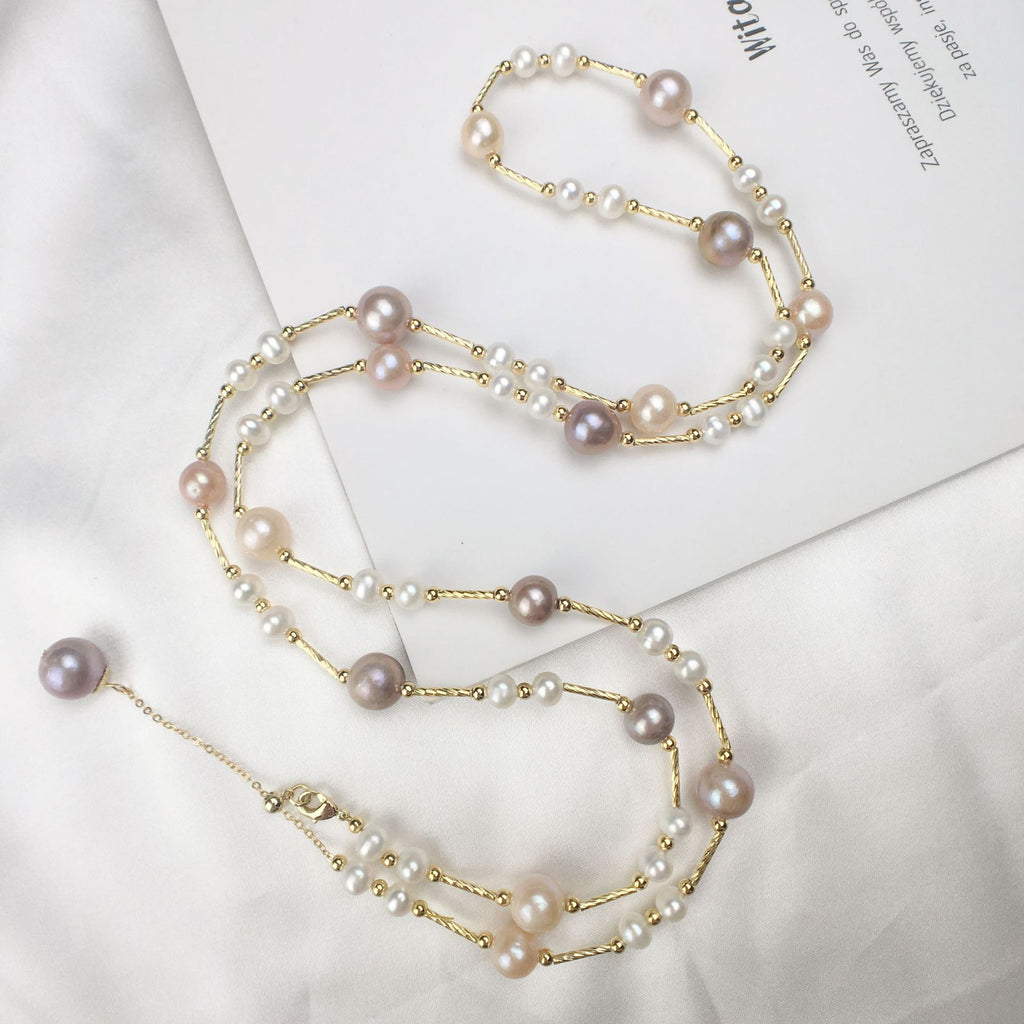 Factory Direct Supply Freshwater Pearl Sweater Chain Girls Winter Fashion Necklace Ornament Wholesale Pearl Necklace