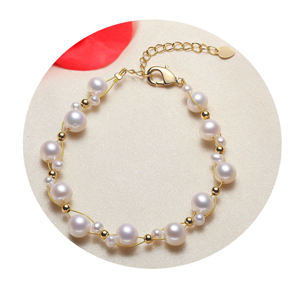 Factory Direct Supply Freshwater Pearl Necklace, Bracelet Set Woven Delicate Jewelry Wholesale pearl bracelet