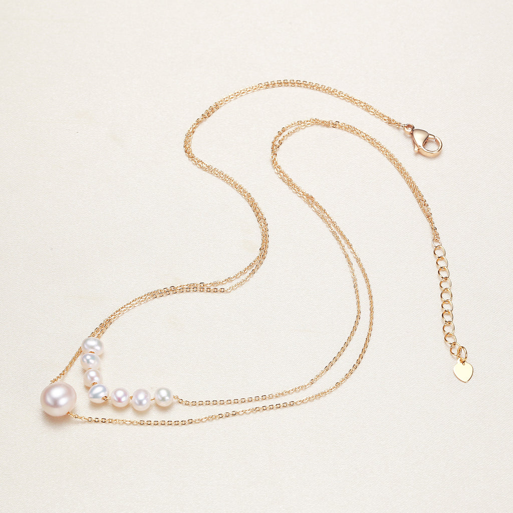 Origin Supply Zhuji Freshwater Pearl Double Layer Twin Clavicle Chain Necklace Jewelry Pendant Wholesale One Piece Dropshipping Pearl Necklace