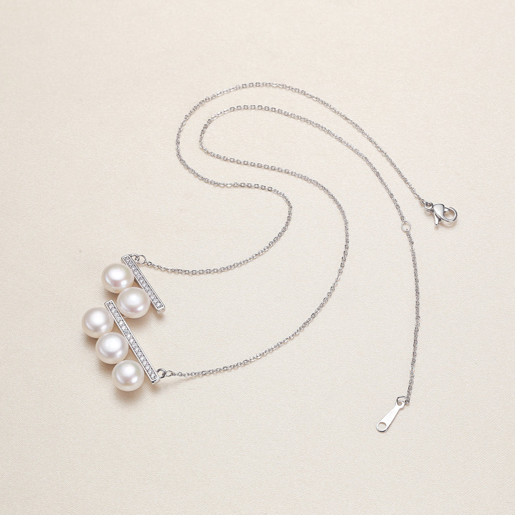 Origin Supply Zhuji Freshwater Pearl Balance Beam Clavicle Chain Necklace Jewelry Pendant Wholesale One Piece Dropshipping Pearl Necklace