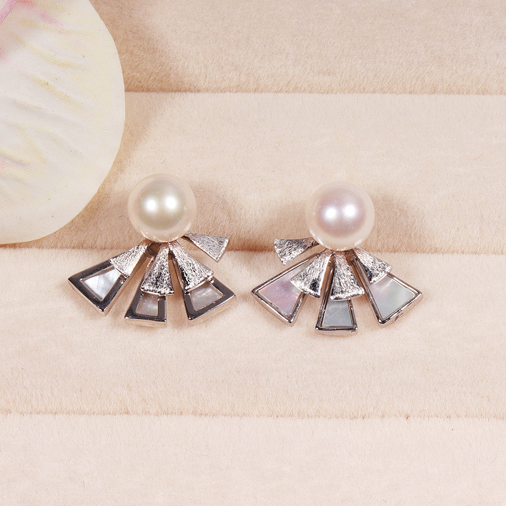 Zhuji Shanxia Lake Internet Celebrity Clamshell Stud Earrings Full Body S925 Sterling Silver Fritillary Brushed Earrings Wholesale One Piece Dropshipping Pearl earrings