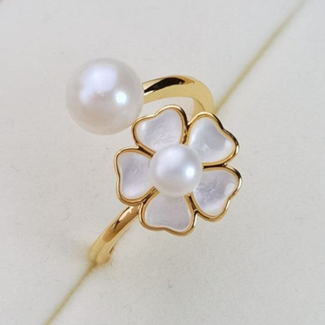 Origin Supply Freshwater Pearl Shell Ring for Women Adjustable Opening Ring One Piece Dropshipping Pearl Rings