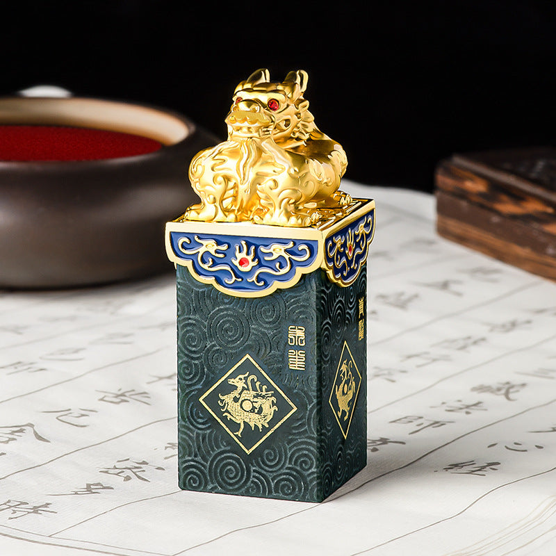 High grade natural old material Hotan Jade ink jade seal, four divine animals, dragon, jade seal, jade, stone, art, toys and ornaments wholesale Hetian jade