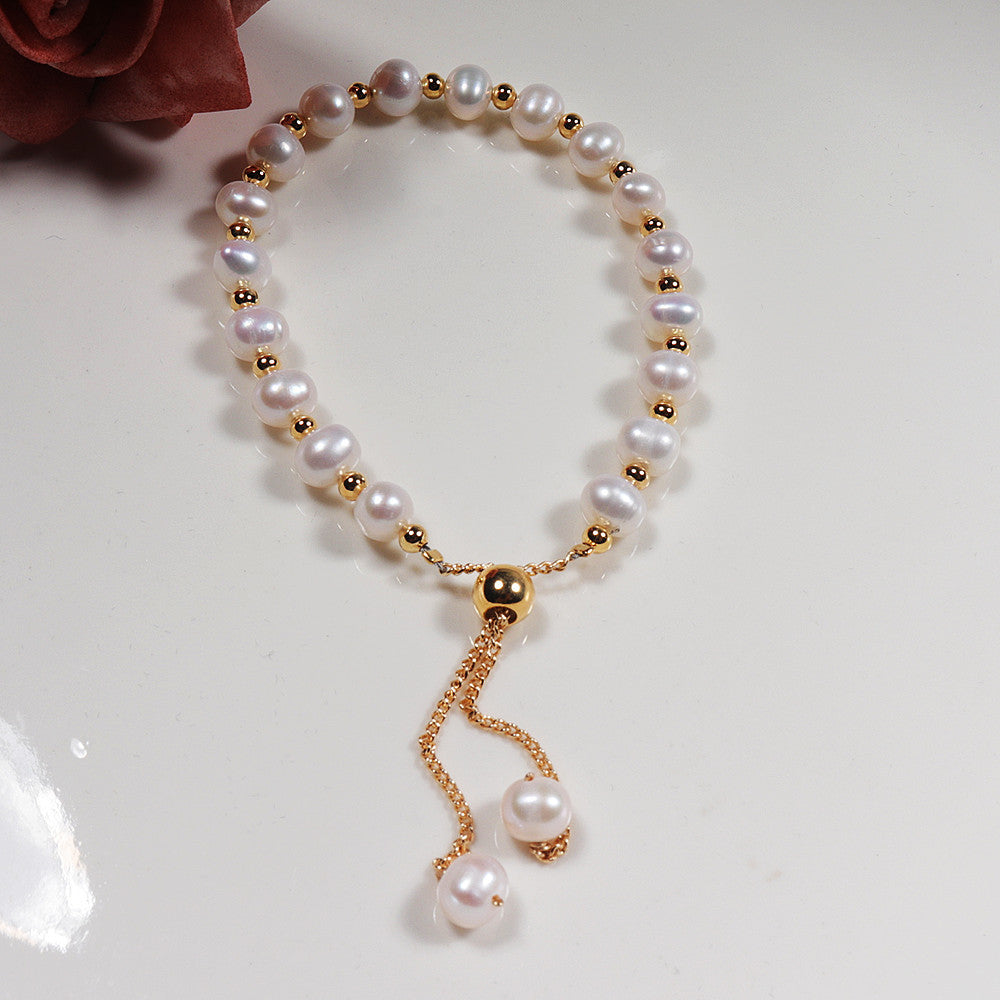 Zhuji Source Factory Freshwater Pearl Bracelet Female Ins Style Bracelet Simple All-Match Jewelry Wholesale One Piece Dropshipping pearl bracelet