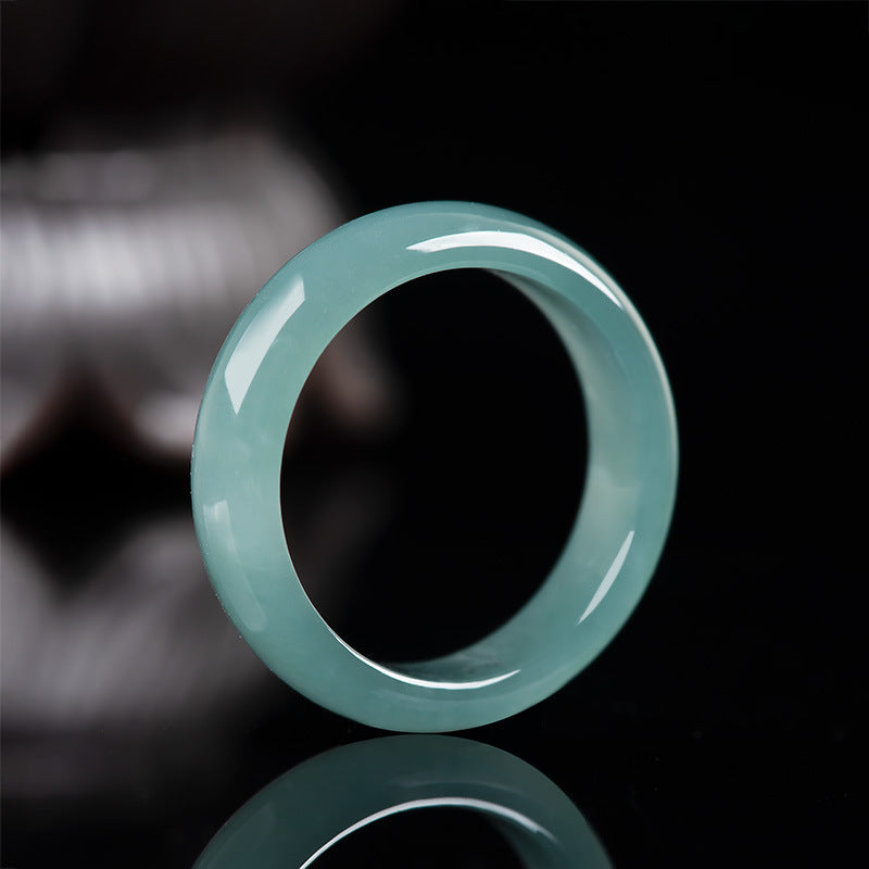 Natural Mine Timber jade Blue Water Ring for Men and Women Couple Rings Ice Jade Stone Jade Ring Four-Party Jade Wholesale Jade Rings