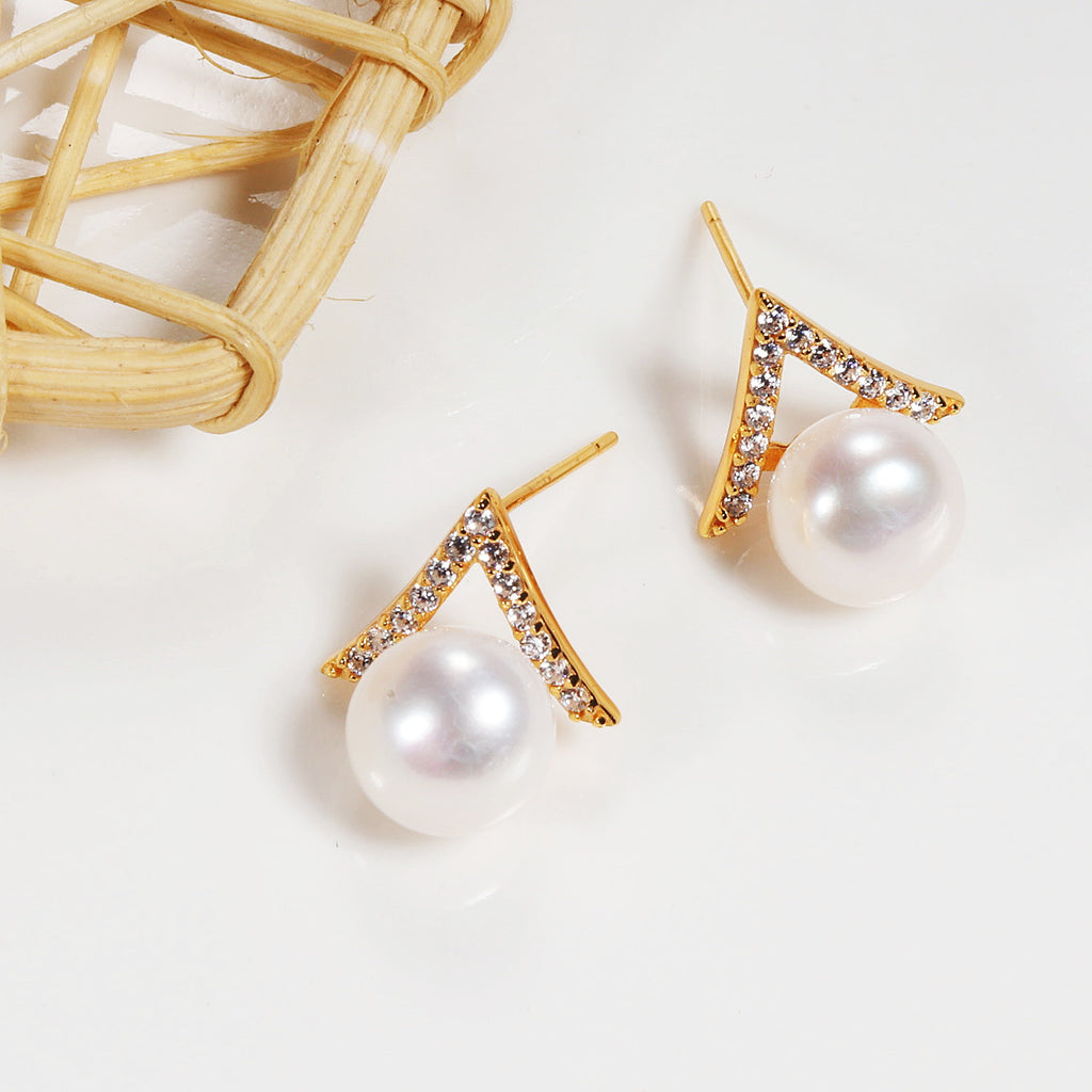 Sterling Silver Earrings Collection Zhuji Fresh Water Pearl Earrings Women's Commuter Style High Quality Ear Studs Pearl earrings