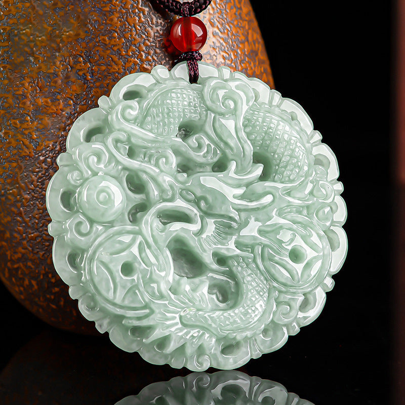 Natural Myanmar jade Dragon Brand Zodiac Dragon Pendant Ice Jade Pendant Men's and Women's Four-Party Jade Wholesale