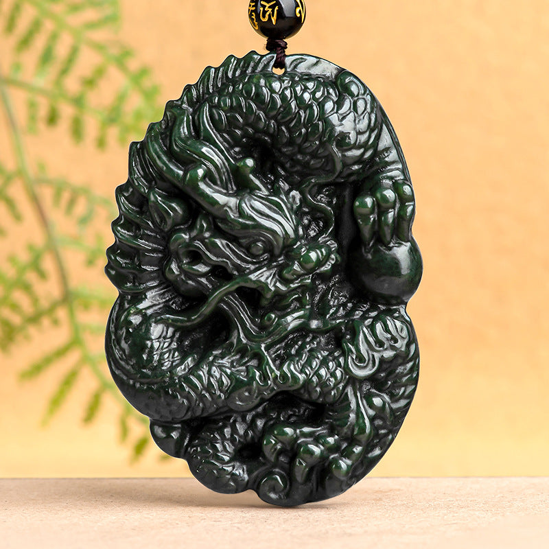 Natural old material Hetian Jade Jade Jade Dragon brand zodiac dragon jade pendant domineering men&#039;s pendant jade brand high-end wholesale Hetian jade