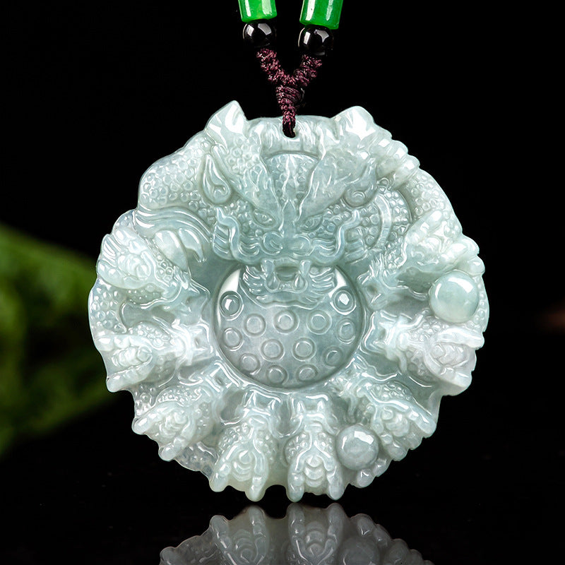 Natural Myanmar jade Kowloon Guardian Zodiac Dragon Jade Pendant Ice-like Men's and Women's Pendant Jade Wholesale