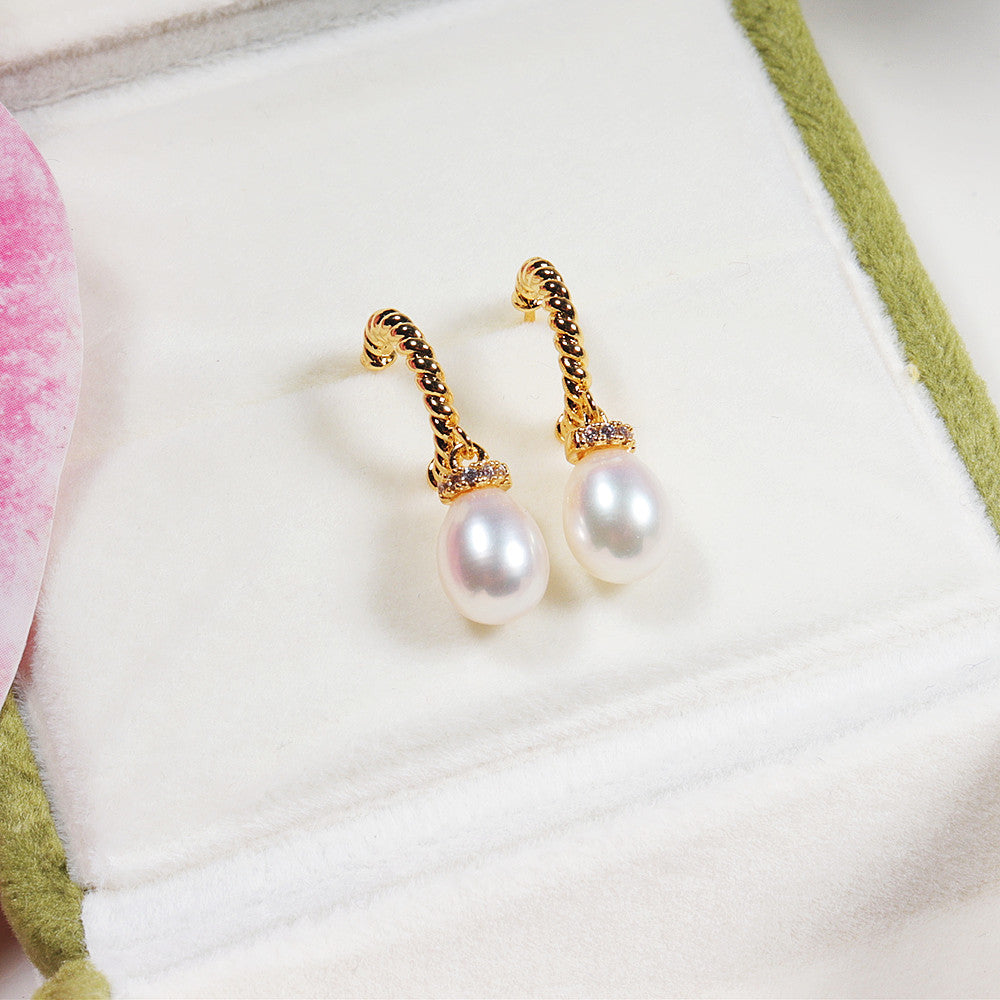 Zhuji Fresh Water Pearl Grace Niche Earrings Ins Style Pearl Earrings Female Sterling Silver Needle Earrings One Piece Dropshipping Pearl earrings