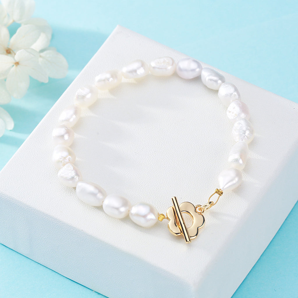 Factory Direct Supply Fresh Water White Pearl New Fashion Baroque Simple Bracelet Girls Choker Fresh Jewelry pearl bracelet