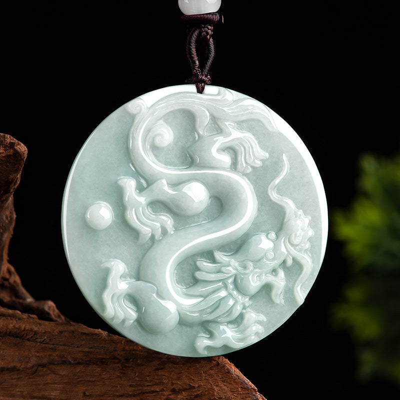 Natural Myanmar jade Xianglong Pendant Dragon Brand Waxy Jade Twelve Zodiac Dragon Pendant Men and Women Wholesale