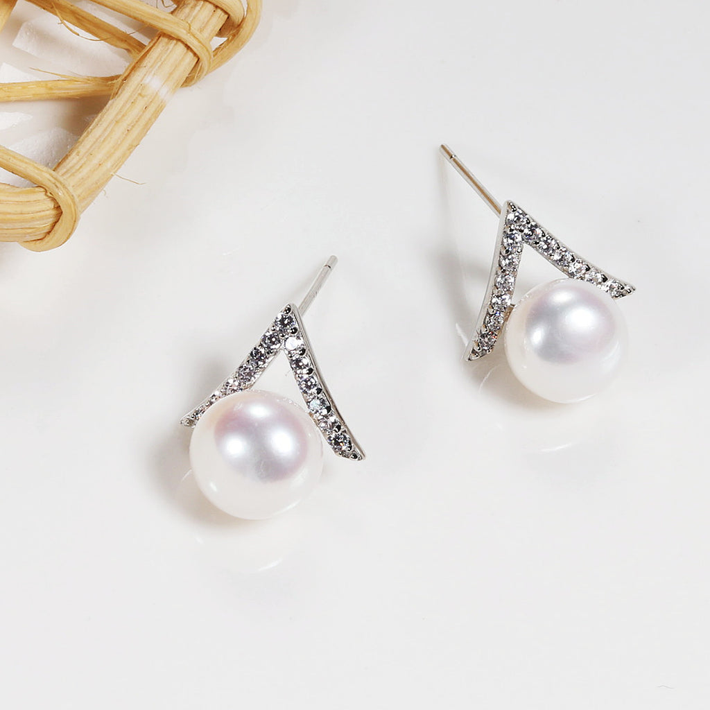 Sterling Silver Earrings Collection Zhuji Fresh Water Pearl Earrings Women's Commuter Style High Quality Ear Studs Pearl earrings