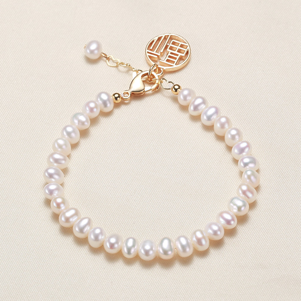 Factory Direct Supply Freshwater Pearl Blessing Card Bracelet Girls Fashion Xiaoqing Spring and Summer Jewelry Wholesale pearl bracelet