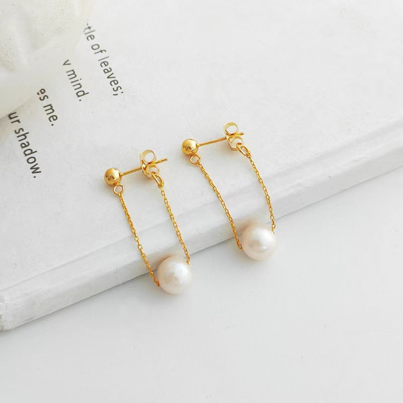 Simple All-Match Fashion Earrings Small Ins Style Sweet Temperament Freshwater Pearl Ear Studs Goddess Wholesale Delivery Pearl earrings