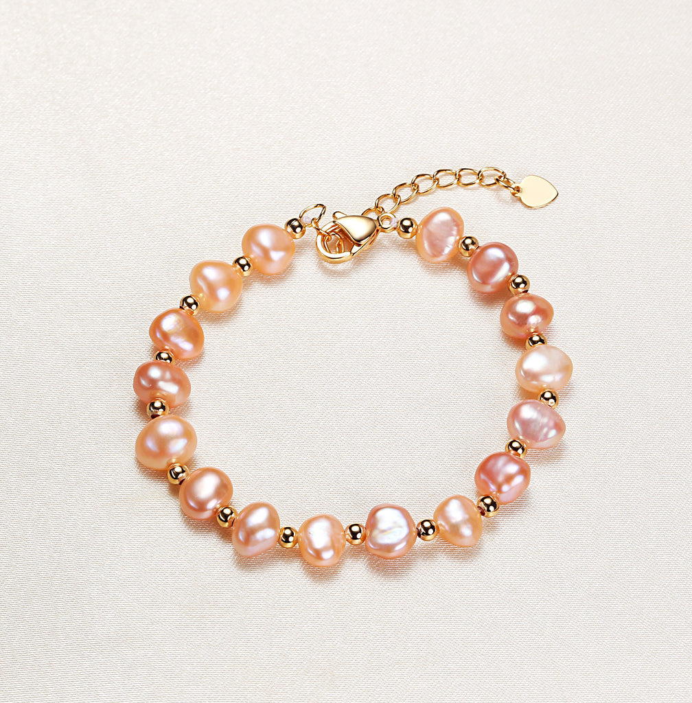 Factory Direct Supply Freshwater Shaped Pearl Baroque Bracelet Girls Simple Orange Crafts Bracelet Ornament pearl bracelet