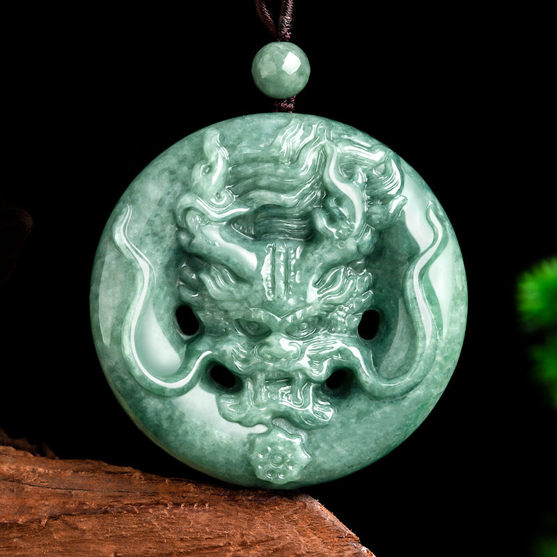 Natural a Cargo Jade Domineering Dragon Head Dragon Brand Zodiac Dragon Bean Jade Pendant Pendant Men's and Women's Jade Wholesale