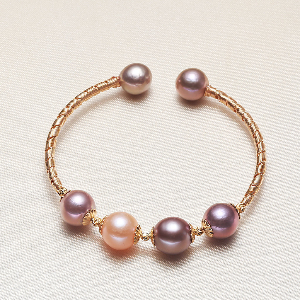 Factory Direct Supply Freshwater Pearl Bracelet round Beads Edison Atmospheric Winding Bracelet Girls' Jewelry Wholesale pearl bracelet