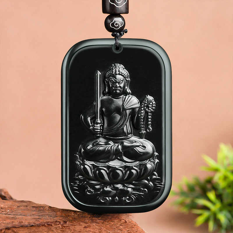 Natural old material Hetian jade Moyu Aryaacalanatha Zodiac chicken patron saint pendant Buddha statue men and women pendant jade brand Hetian jade