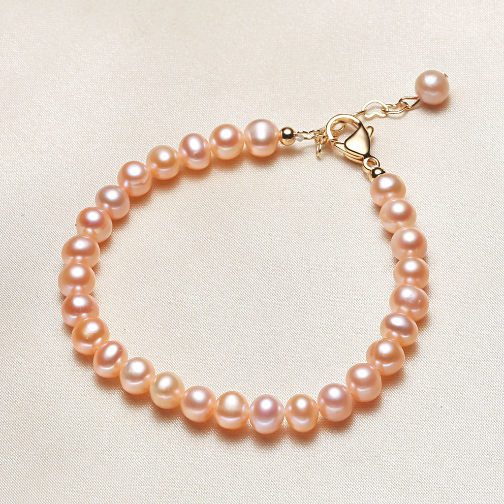 Factory Direct Supply Fresh Water Orange Plain Pearl Bracelet Girls Bracelet Fresh and Stylish Ornament Jewelry Wholesale pearl bracelet