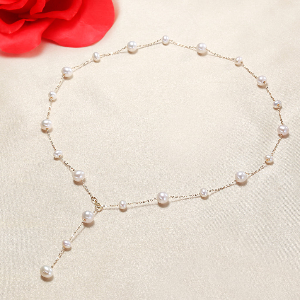 Starry Pearl Necklace Factory Direct Supply Zhuji Freshwater Pearl Gradient Size Necklace Female Wholesale Delivery Pearl Necklace