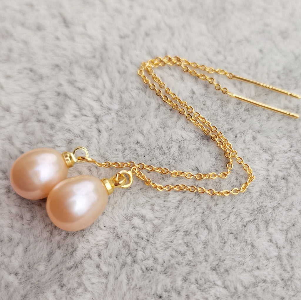 Origin Supply Fresh Water Pearl Earrings Copper-Plated Gold Girls Hanging Earrings Elegant and Simple Earrings One Piece Dropshipping Pearl earrings