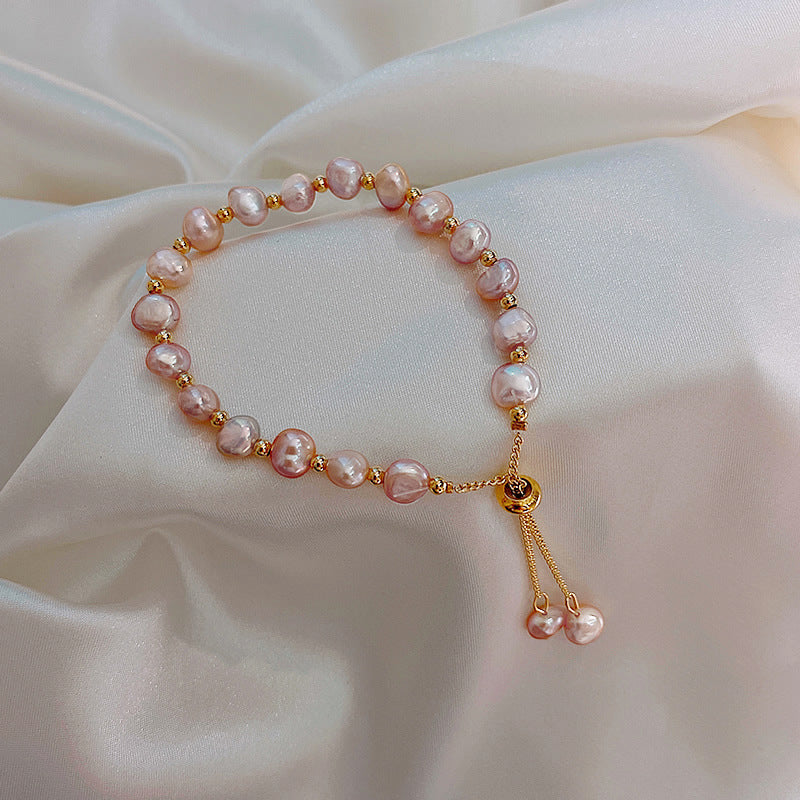 Factory Direct Supply Freshwater Baroque Pearl Bracelet Female Ins Design Bracelet Bracelet Female Girlfriends Bracelet pearl bracelet