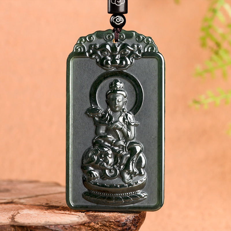 Natural old material Hotan Jade, black jade, eight patron gods, Chinese zodiac, Buddha pendant, male and female pendant, jade token Hetian jade