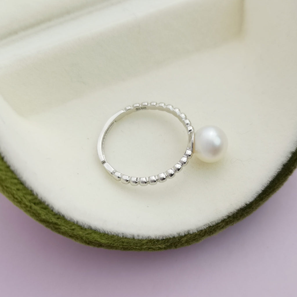 Factory Direct Supply Freshwater Pearl S925 Silver Ring Women's Simple Retro Ring One Piece Dropshipping Pearl Rings