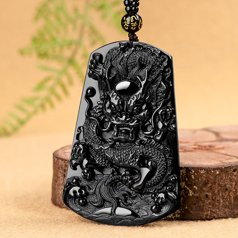 Natural a-Level Jade Zodiac Dragon Pendant Black Jadeite Jade Dragon Brand Ice-like Pendant Jade Pendant Men's and Women's Jade Wholesale