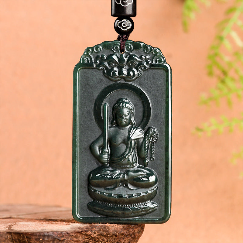 Natural old material Hotan Jade, black jade, eight patron gods, Chinese zodiac, Buddha pendant, male and female pendant, jade token Hetian jade