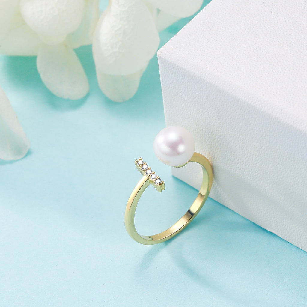 Origin Supply Zhuji Freshwater Pearl Diamond Online Influencer Ring Geometric Modeling Fashion Ornament Wholesale One Piece Dropshipping