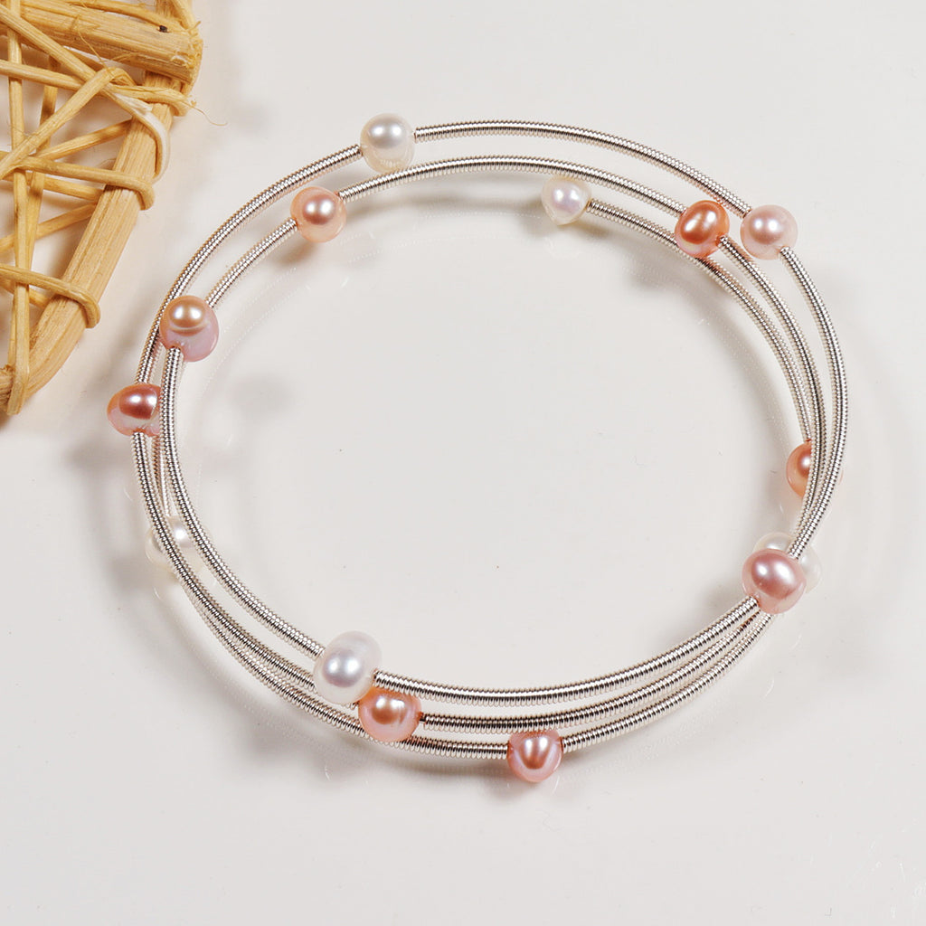 Zhuji Shanxia Lake Freshwater Pearl Winding Handmade DIY Bracelet Women's Three-Layer Bracelet Gift Wholesale pearl bracelet