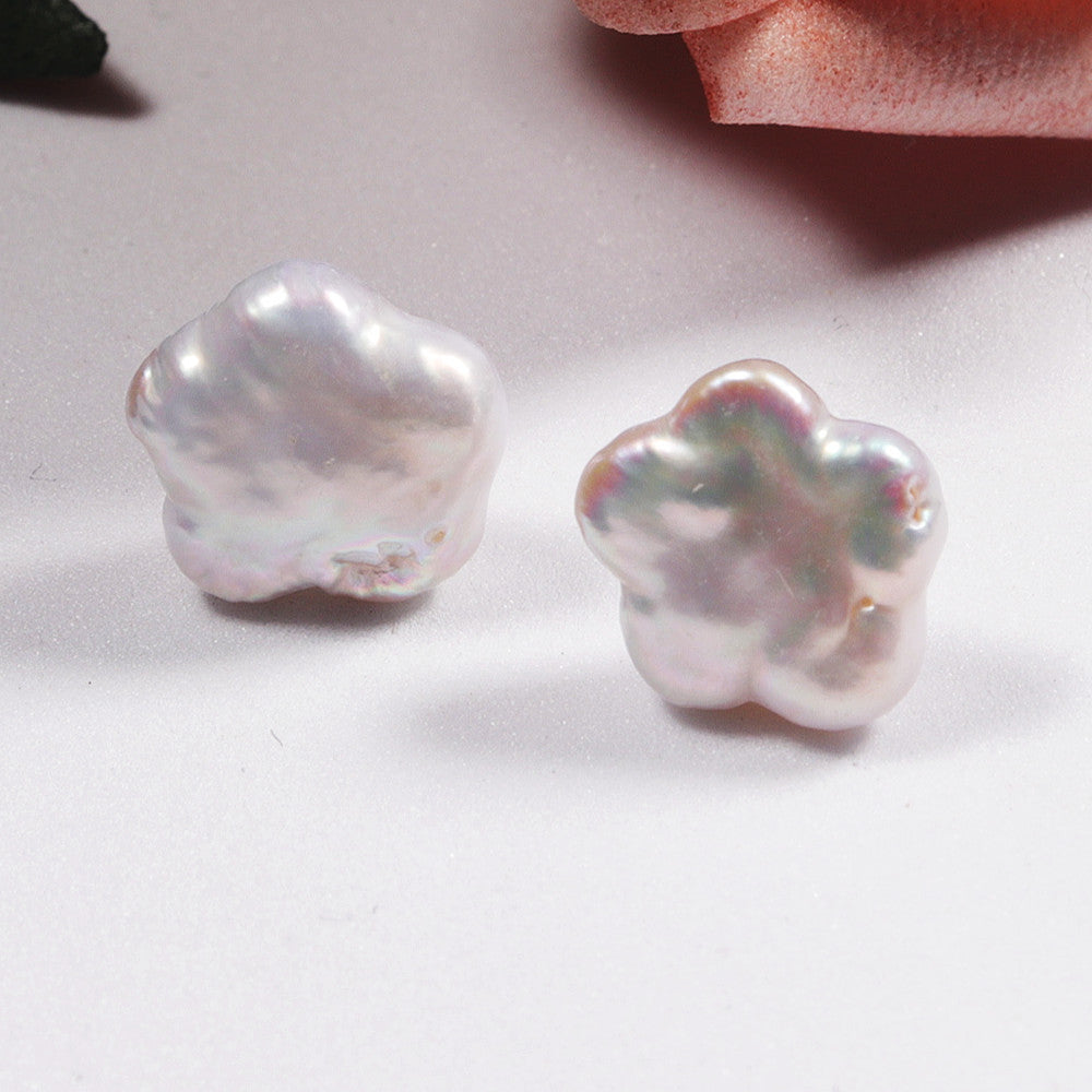 Zhuji Shanxia Lake Fresh Water Purple Pearls Baroque Petal Pearl Stud Earrings Female S925 Silver Ear Studs Earrings Wholesale Pearl earrings