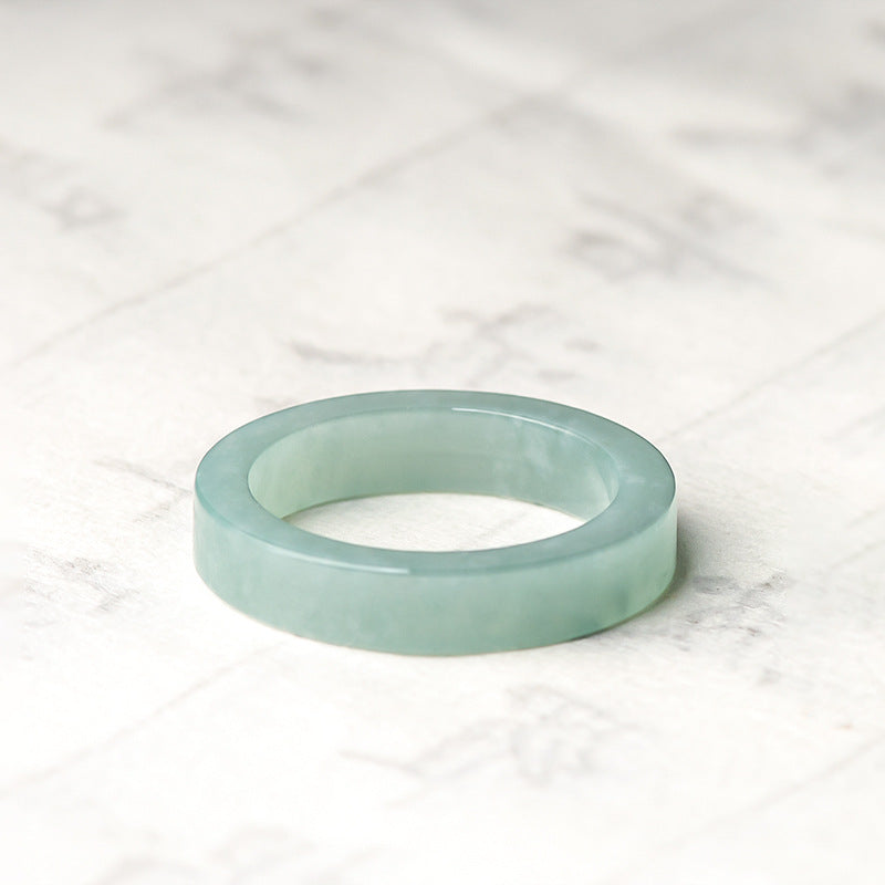 Natural Mine Timber jade Light Blue Water Ring Ring Pair for Couple Ice Jade Stone Square Ring Jade Ring Wholesale Jade Rings