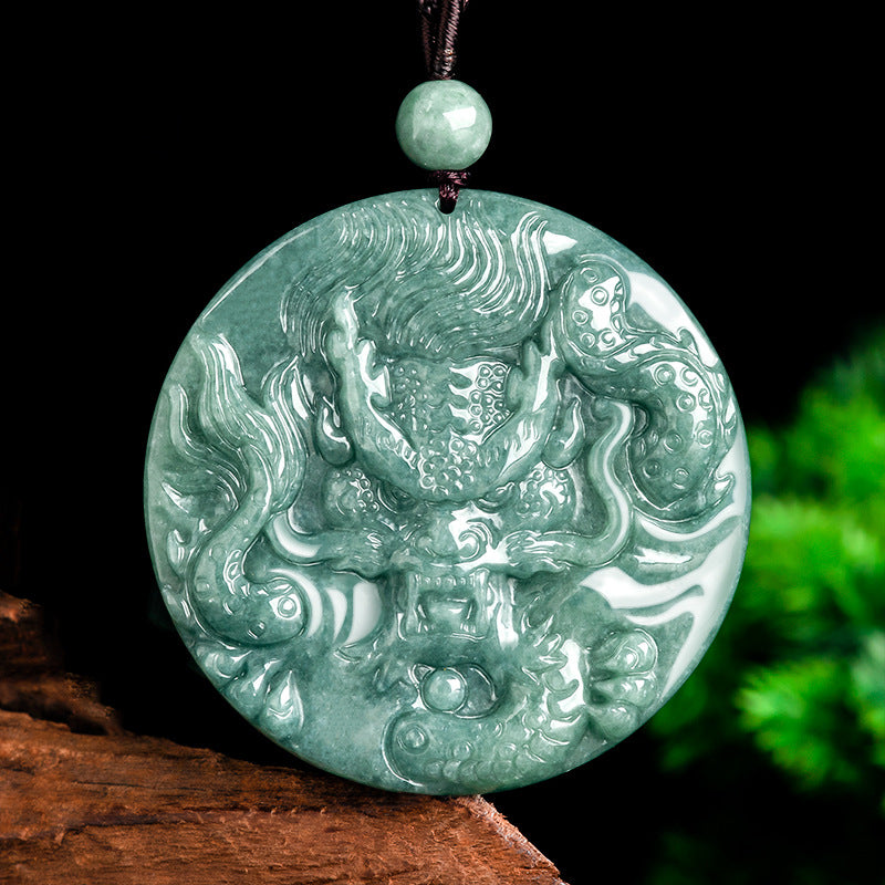 Natural a Cargo Jade Domineering Dragon King Dragon Brand Zodiac Dragon Bean Jade Pendant Pendant Men's and Women's Jade Wholesale